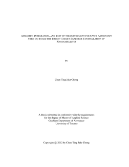 By Chun-Ting Jake Cheng a Thesis Submitted in Conformity with The