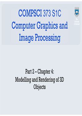 Part 2 – Chapter 4: Modelling and Rendering of 3D Objects