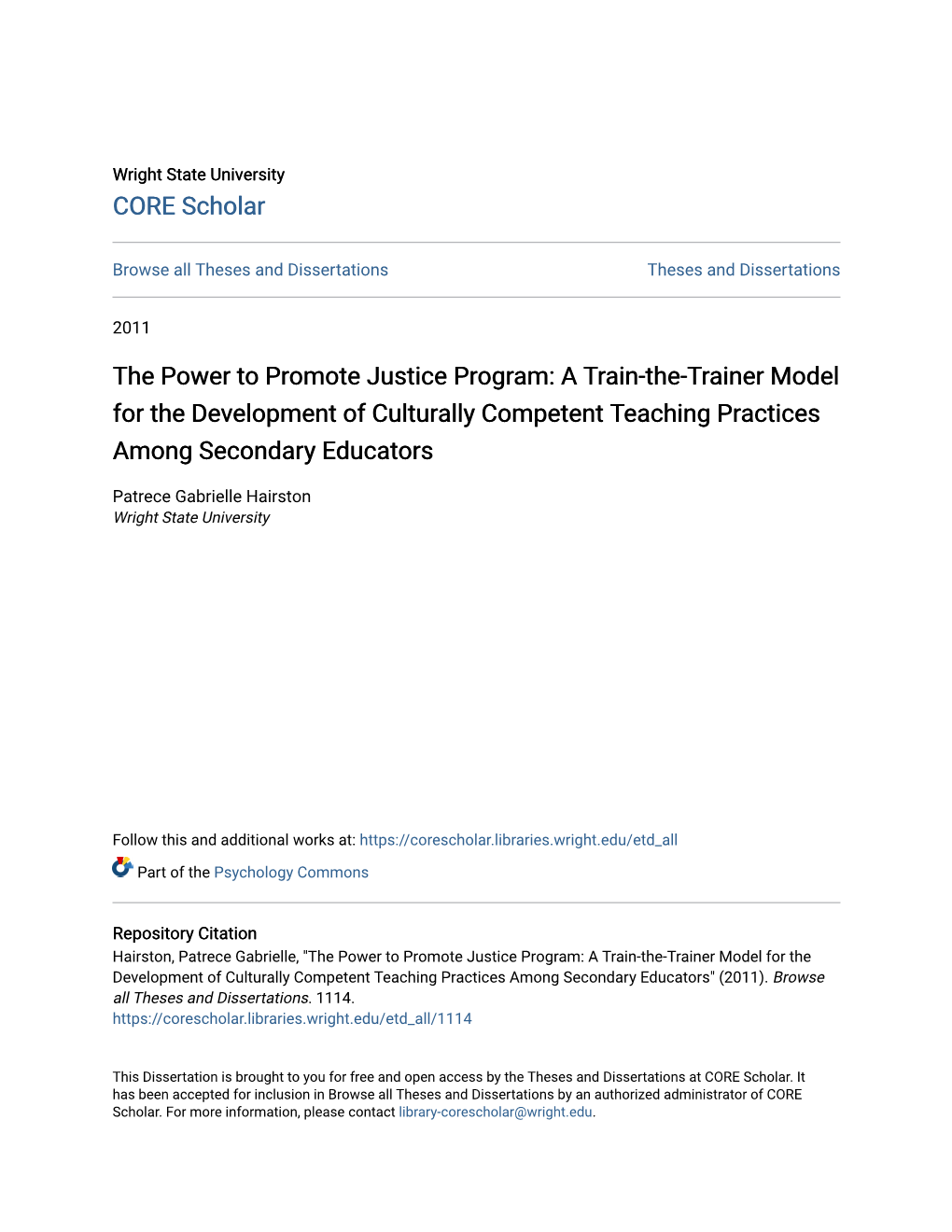 The Power to Promote Justice Program: a Train-The-Trainer Model for the Development of Culturally Competent Teaching Practices Among Secondary Educators