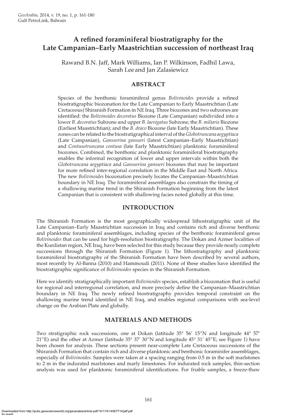 A Refined Foraminiferal Biostratigraphy for the Late Campanian–Early