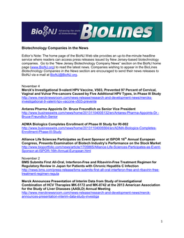 Biotechnology Companies in the News