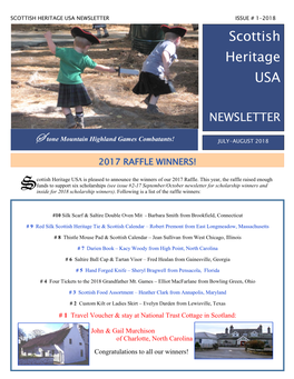 Scottish Heritage Usa Newsletter Issue # 1-2018