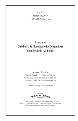 Literature - Children’S & Illustrated with Original Art - Fine Books in All Fields
