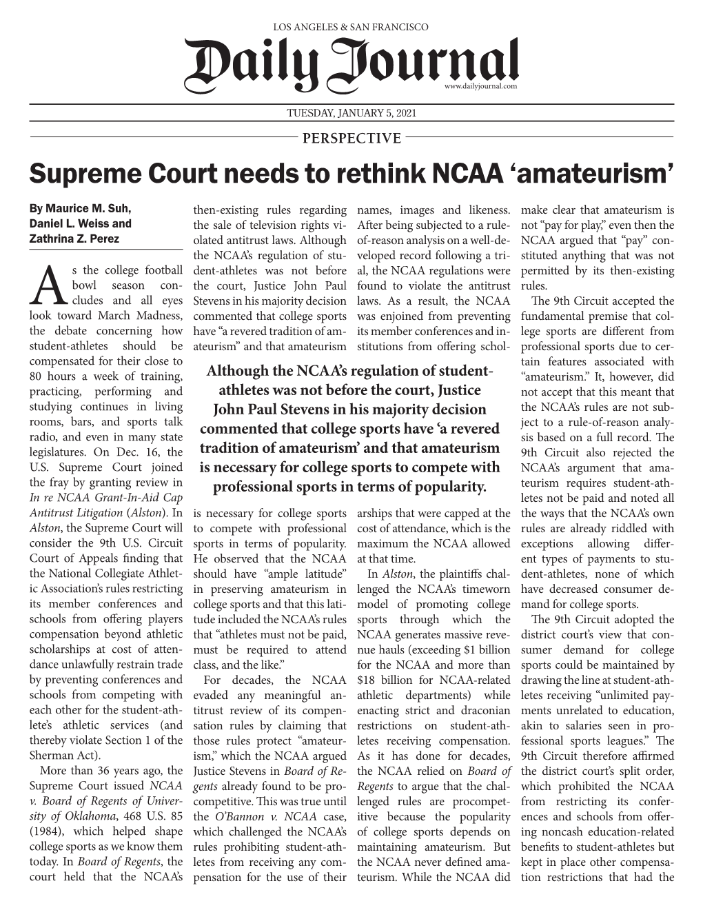 Supreme Court Needs to Rethink NCAA 'Amateurism'