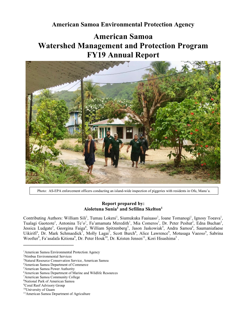 American Samoa Watershed Management and Protection Program FY19 Annual Report