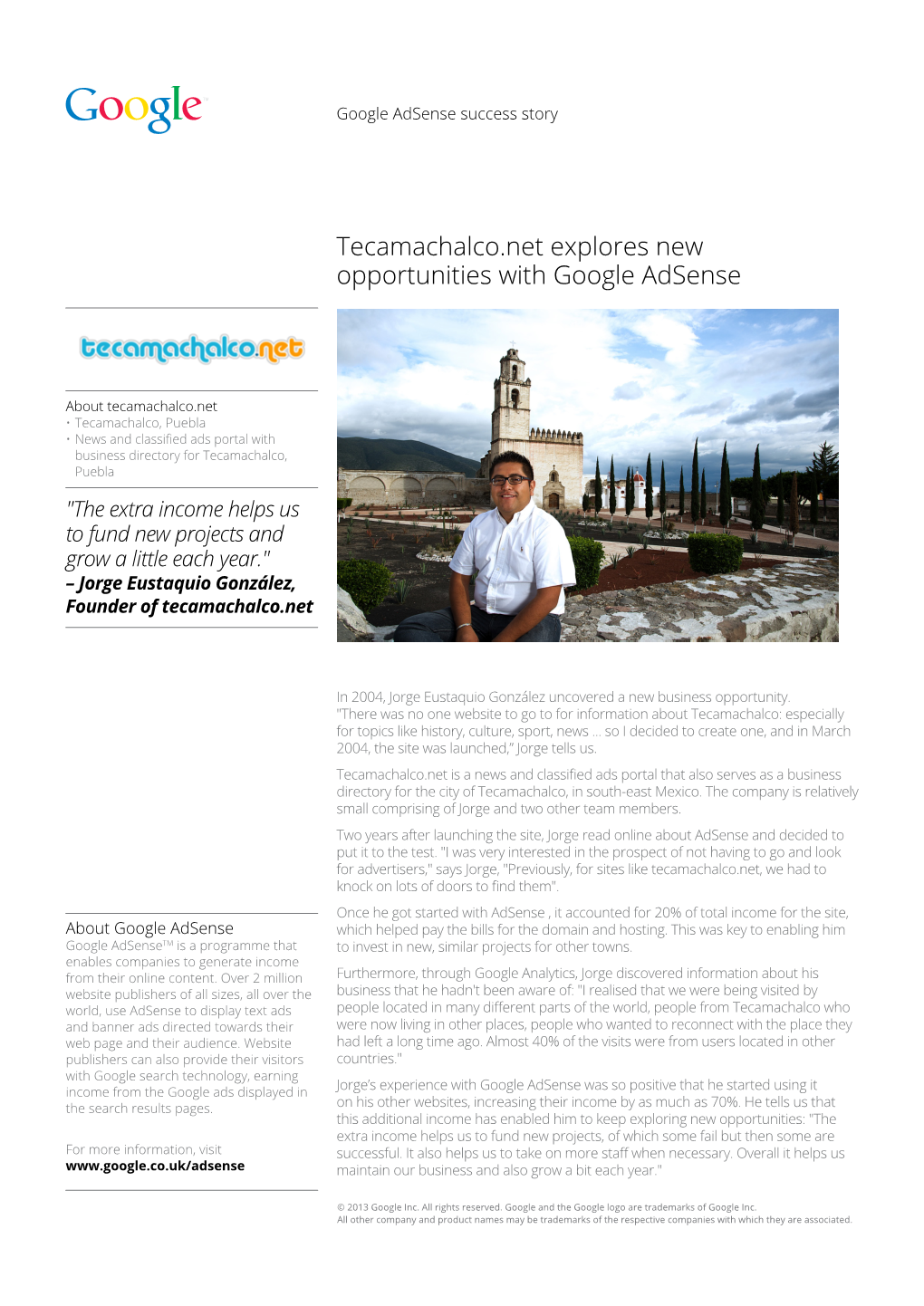 Tecamachalco.Net Explores New Opportunities with Google Adsense