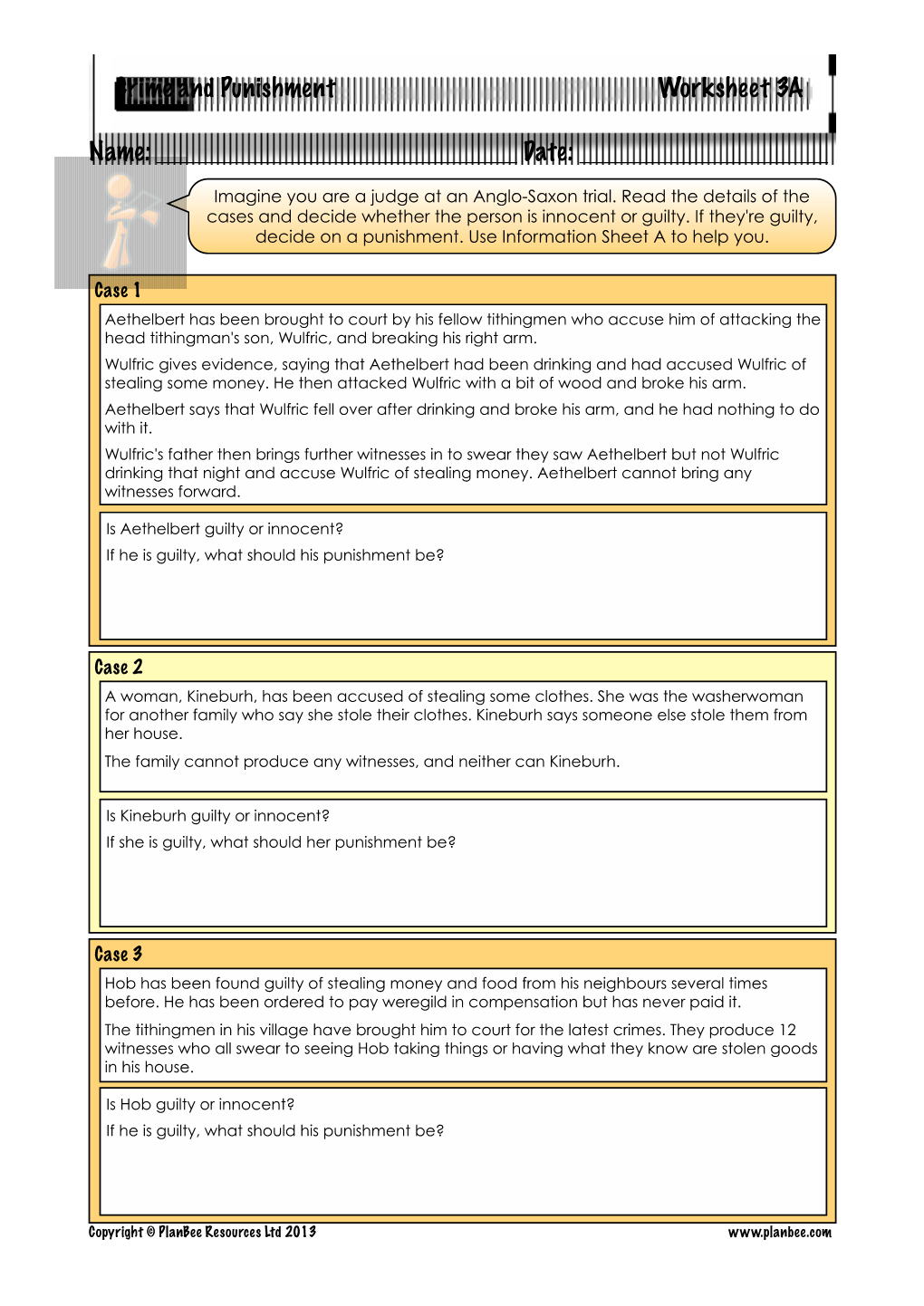 Date: Crime and Punishment Worksheet 3A