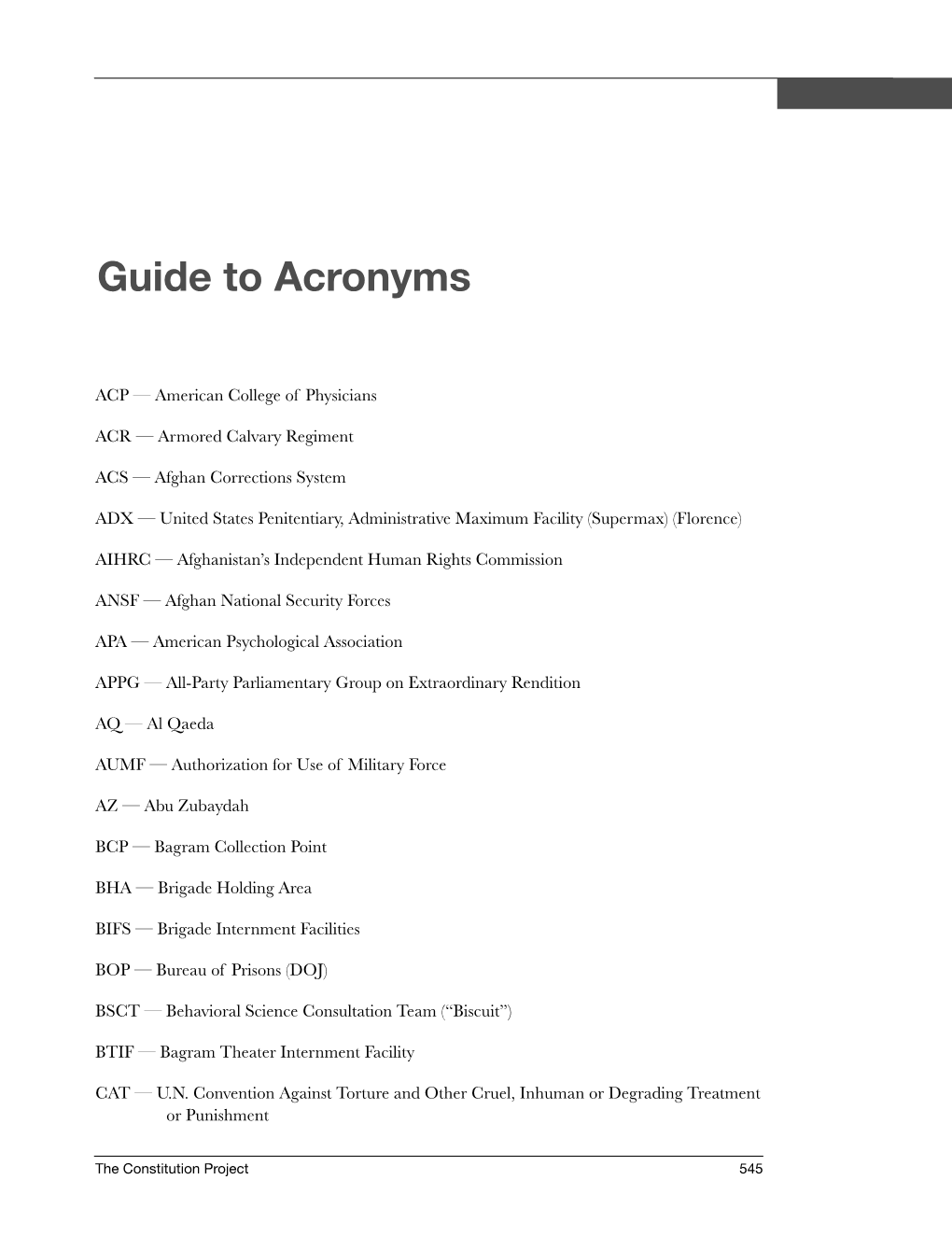 Guide to Acronyms