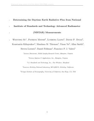 Determining the Daytime Earth Radiative Flux from National Institute of Standards and Technology Advanced Radiometer (NISTAR) Measurements” by Wenying Su Et Al