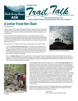 A Letter from the Chair Dear ADK Members