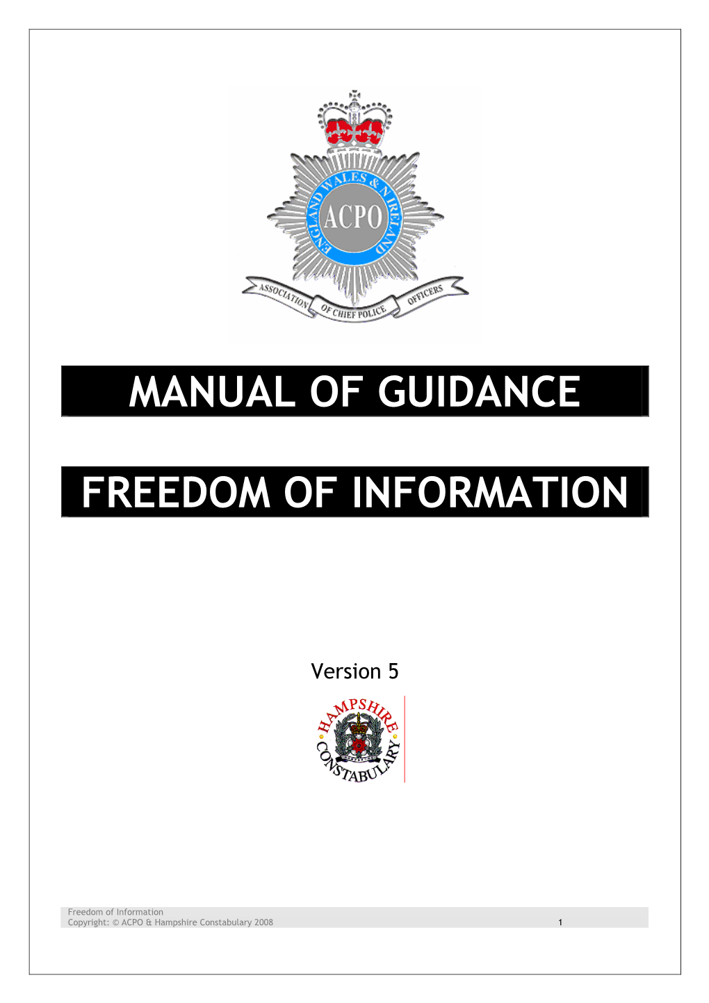 Manual of Guidance Freedom of Information