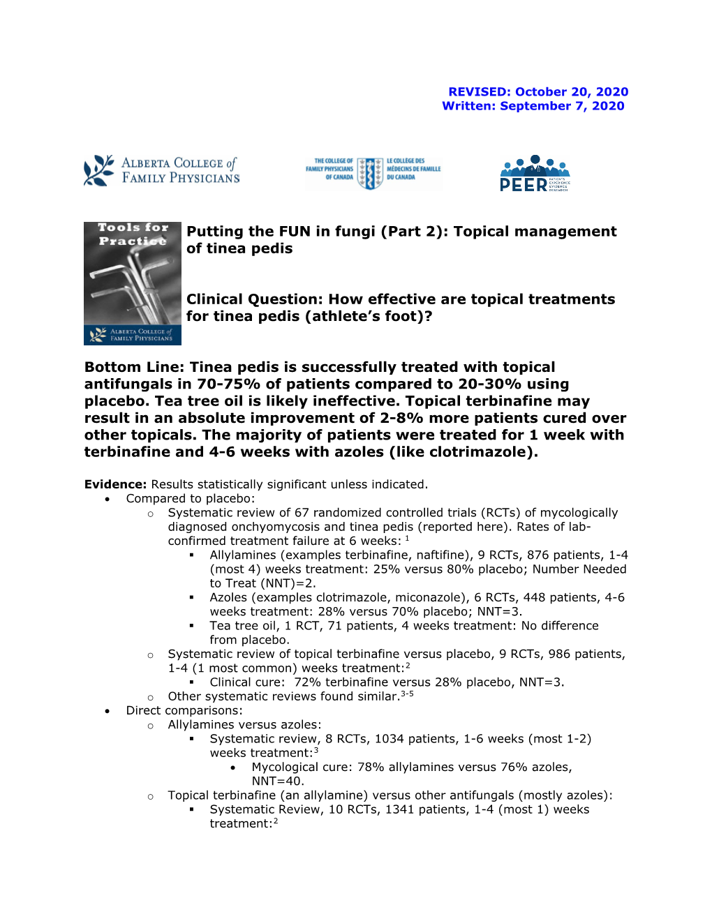 Topical Management of Tinea Pedis Clinical Question