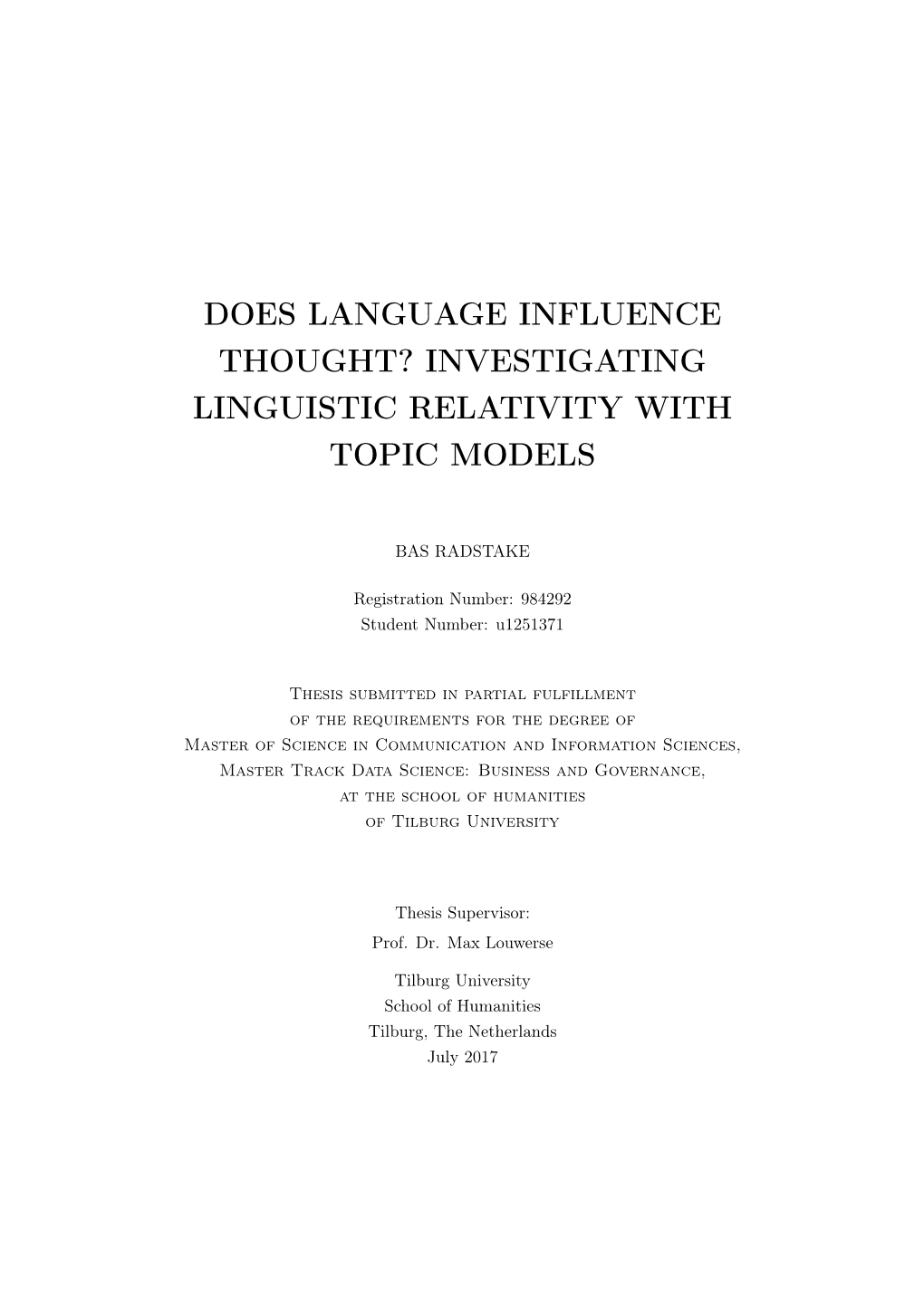 Does Language Influence Thought? Investigating Linguistic Relativity with Topic Models