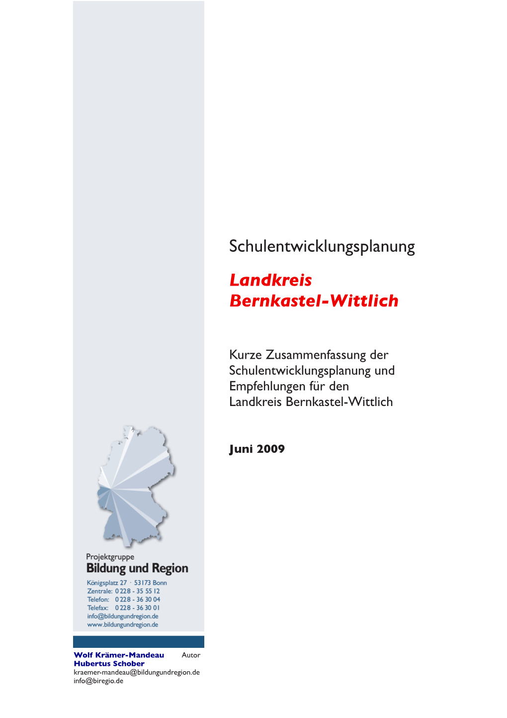 Schulentwicklungsplanung Landkreis Bernkastel-Wittlich