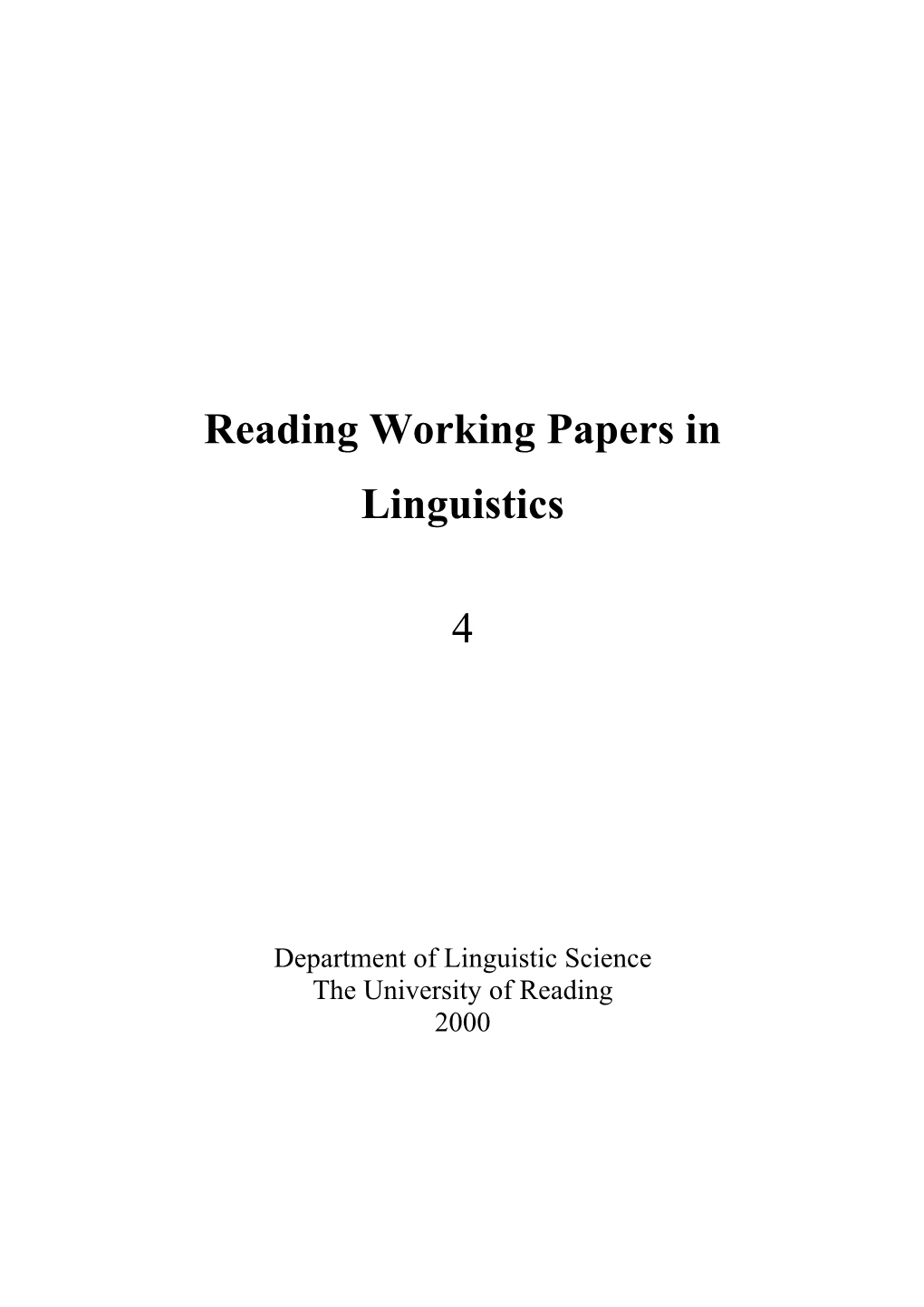 Working Papers 4, 2000