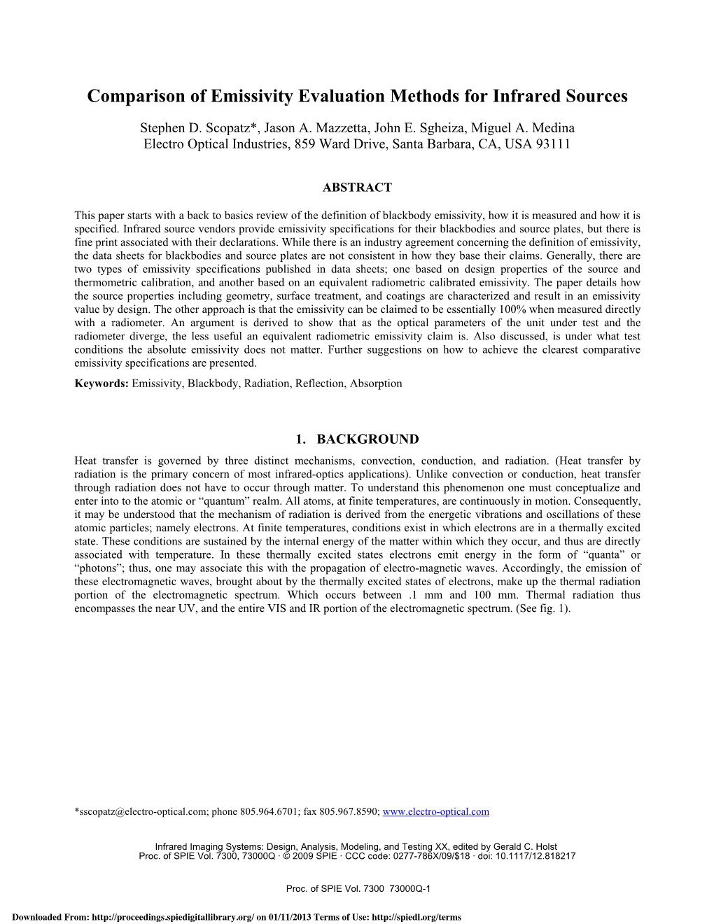 Comparison of Emissivity Evaluation Methods for Infrared Sources