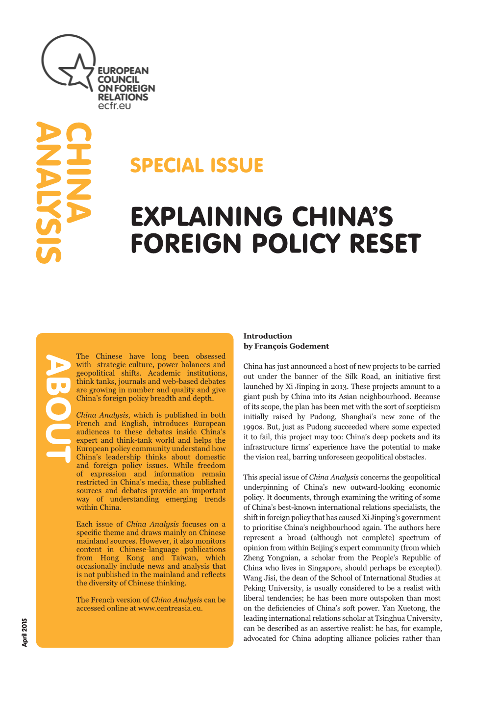 Explaining China's Foreign Policy Reset