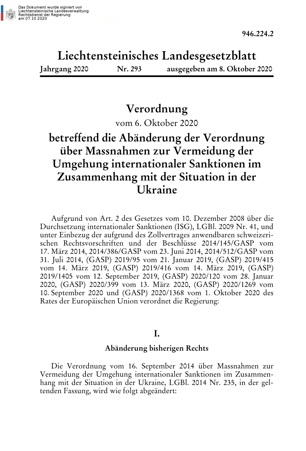 Liechtensteinisches Landesgesetzblatt Jahrgang 2020 Nr