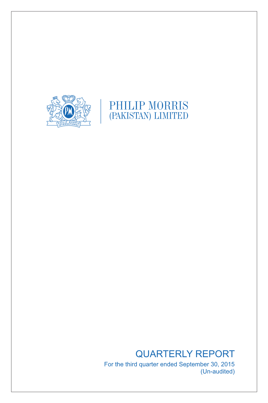 QUARTERLY REPORT for the Third Quarter Ended September 30, 2015 (Un-Audited) QUARTERLY REPORT for the Third Quarter Ended September 30, 2015 (Un-Audited) 1