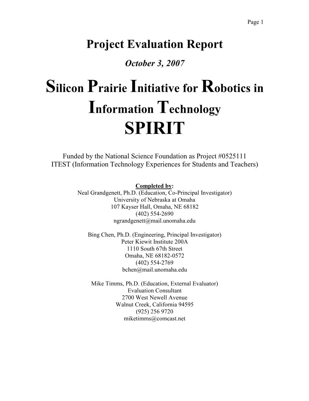 20071002-SPIRIT Eval Report