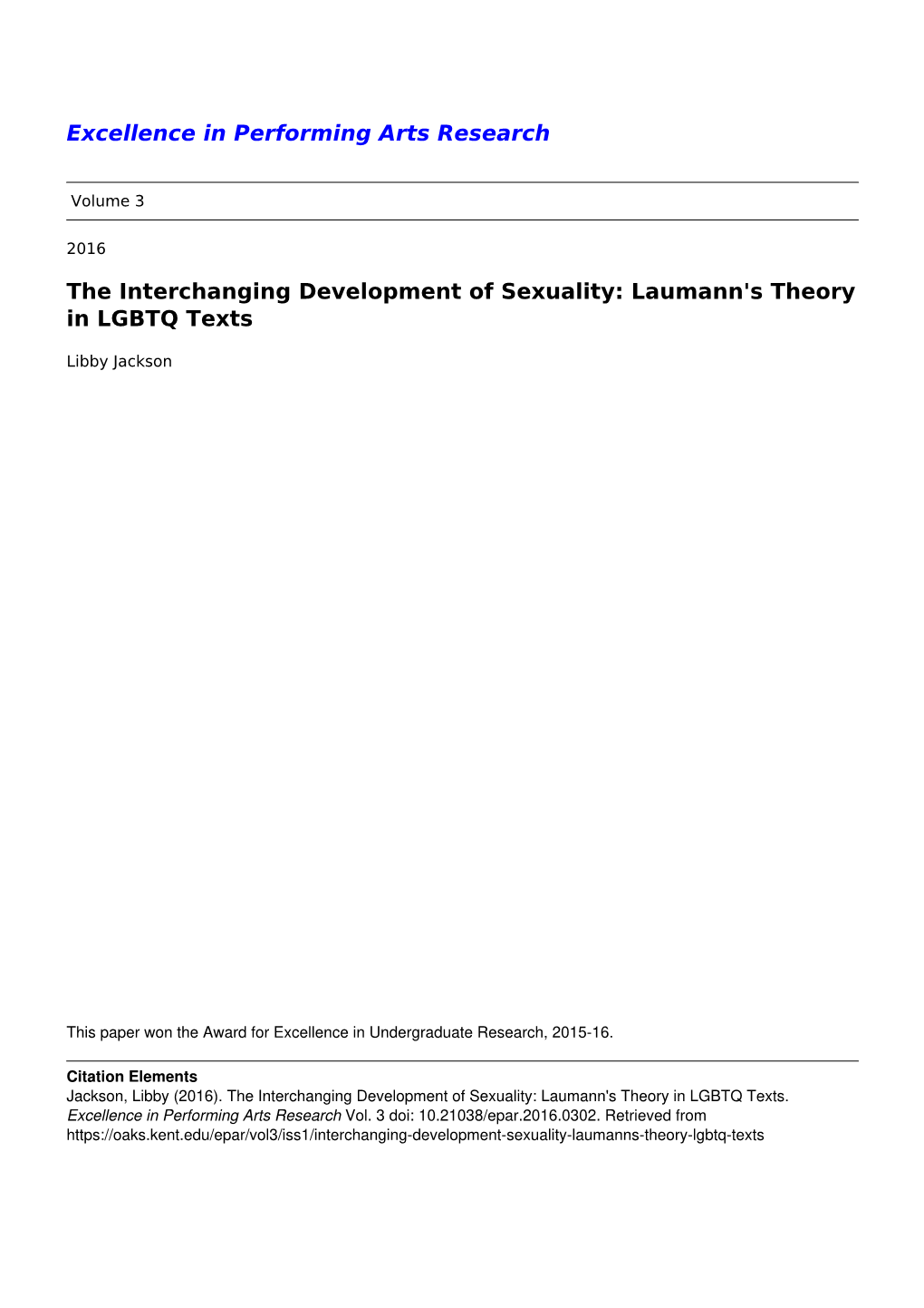 The Interchanging Development of Sexuality: Laumann's Theory in LGBTQ Texts