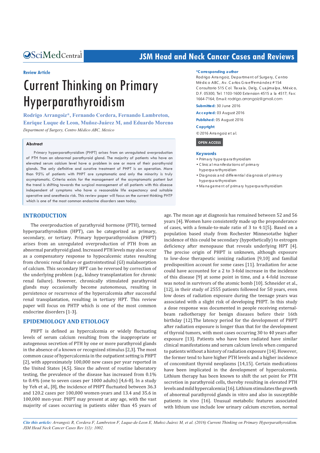Current Thinking on Primary Hyperparathyroidism