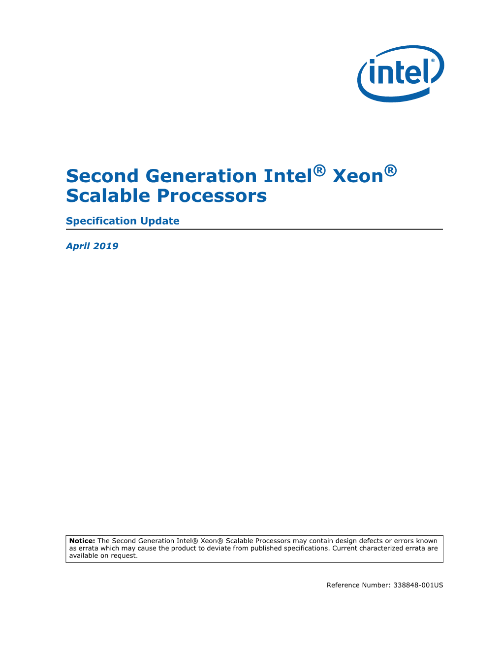 Second Generation Intel® Xeon® Scalable Processors