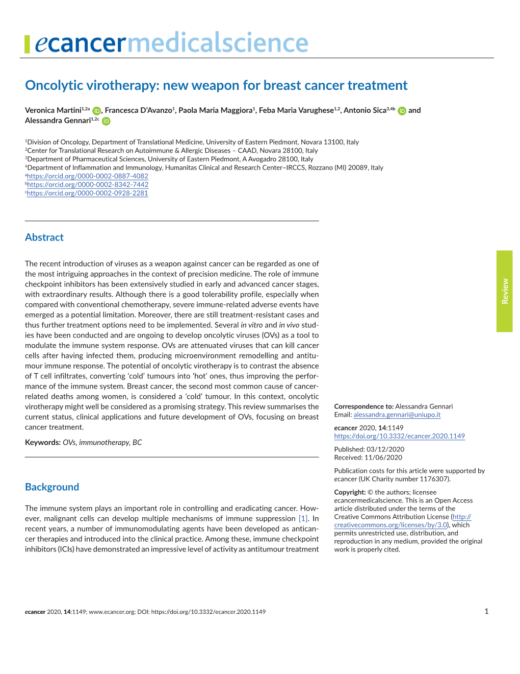 Oncolytic Virotherapy: New Weapon for Breast Cancer Treatment
