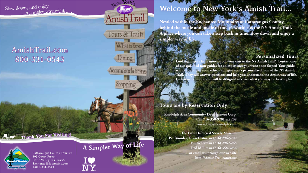 Welcome to New York's Amish Trail... Amishtrail.Com 800-331-0543