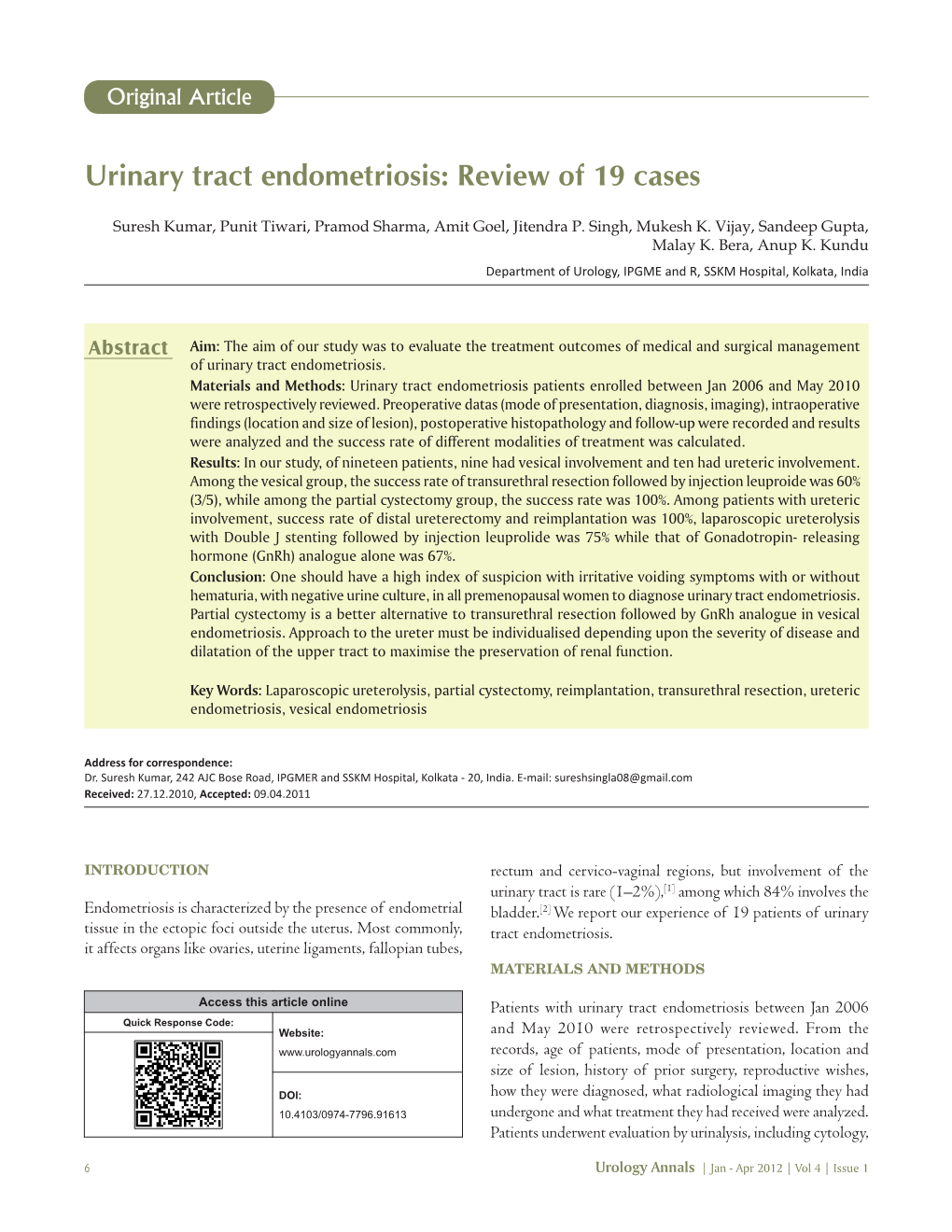 Urinary Tract Endometriosis: Review of 19 Cases