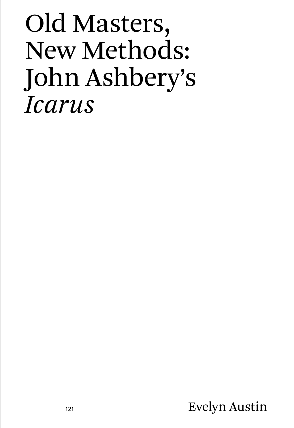 John Ashbery's Icarus