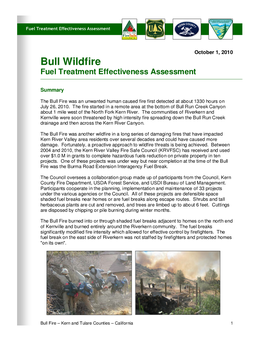 Bull Wildfire Fuel Treatment Effectiveness Assessment