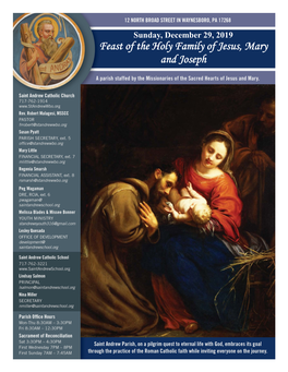 Feast of the Holy Family of Jesus, Mary and Joseph