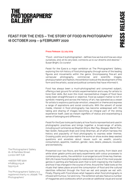 Feast for the Eyes – the Story of Food in Photography 18 October 2019 – 9 February 2020