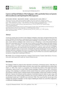 Leprose and Leproid Lichens of the Galapagos, with a Particular Focus on Lepraria (Stereocaulaceae) and Septotrapelia (Pilocarpaceae)