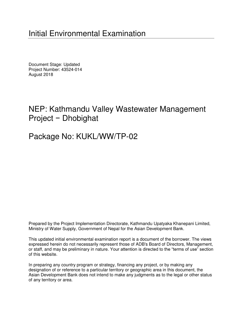 43524-014: Kathmandu Valley Wastewater Management Project
