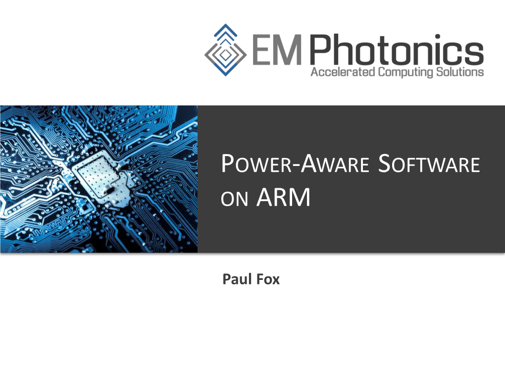 Power-Aware Software on Arm
