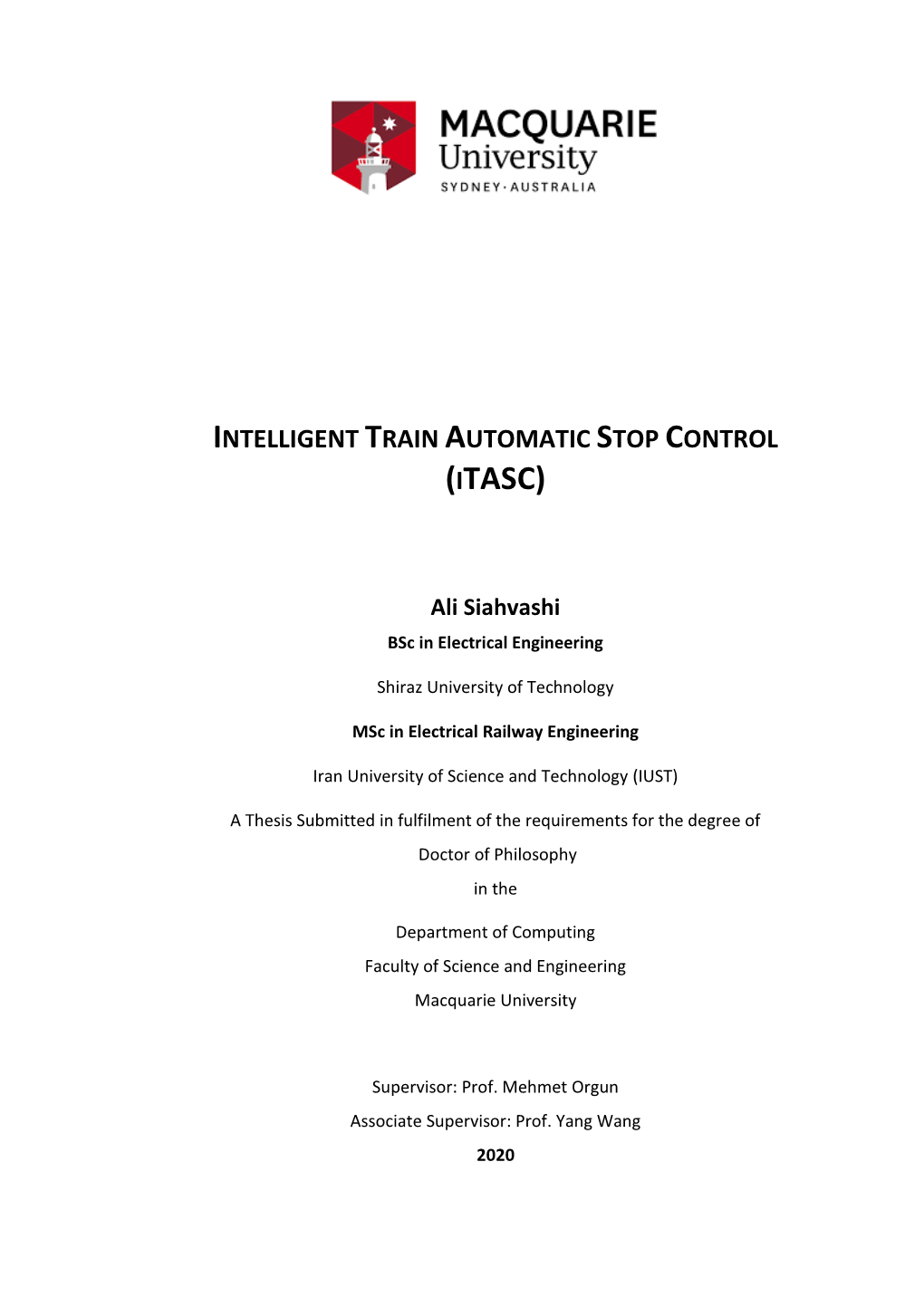 Intelligent Train Automatic Stop Control (Itasc)