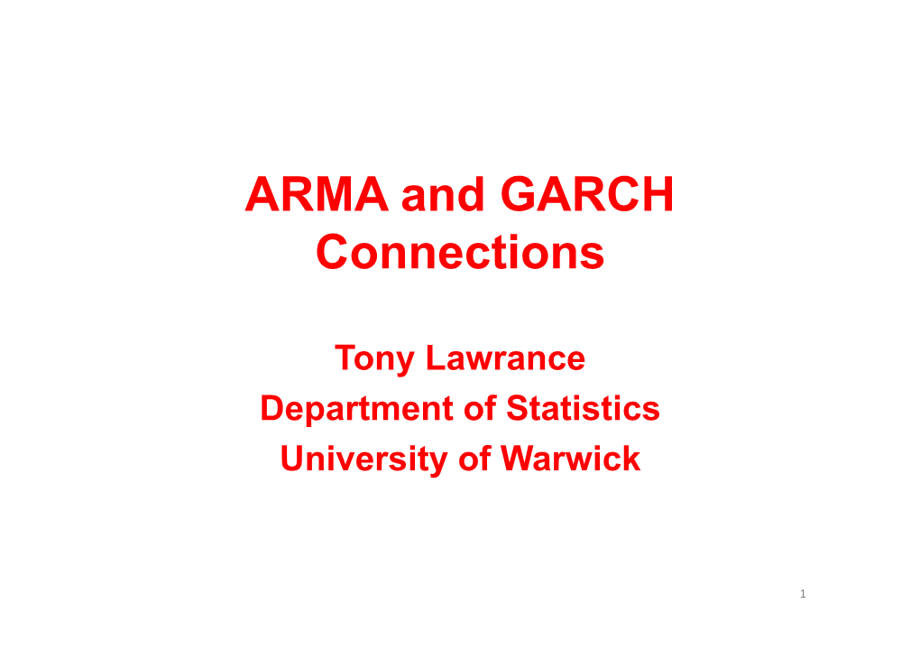 ARMA and GARCH Connections