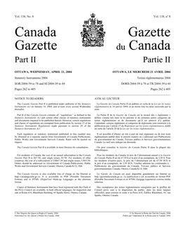 Canada Gazette