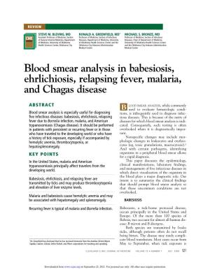 Blood Smear Analysis in Babesiosis, Ehrlichiosis, Relapsing Fever, Malaria, and Chagas Disease