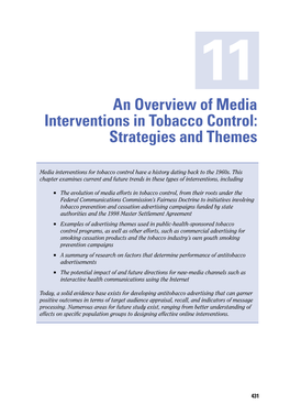 An Overview of Media Interventions in Tobacco Control: Strategies and Themes