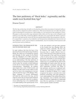 The Later Prehistory of 'Black Holes': Regionality and the South-West
