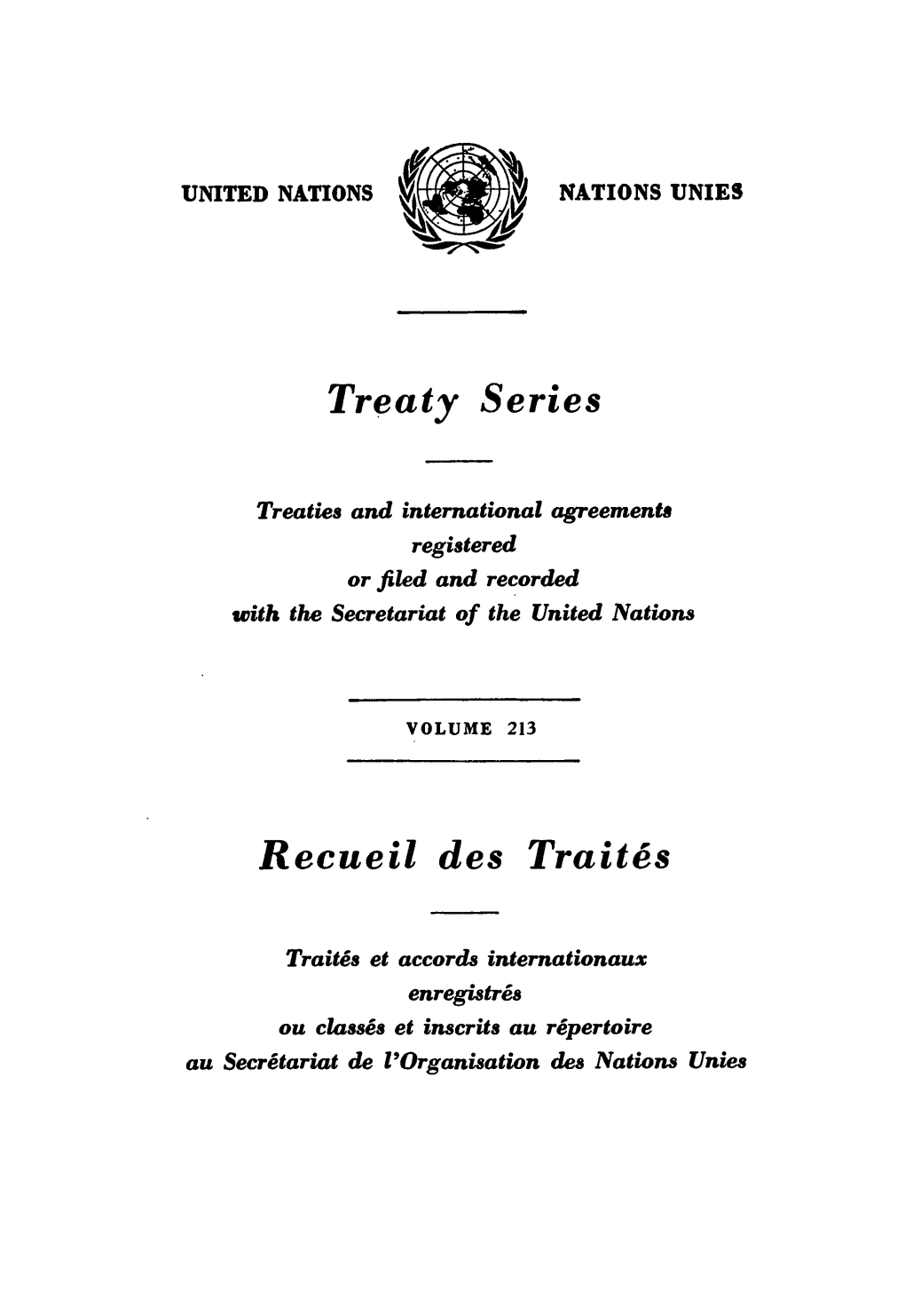 Treaty Series Recueil Des Traites