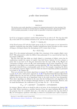 P-Adic Class Invariants