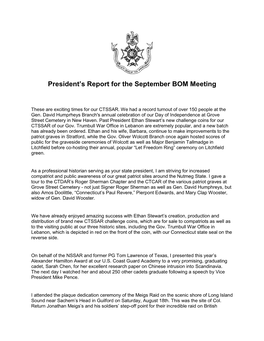 State President Report