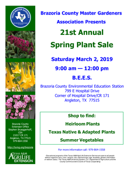 21St Annual Spring Plant Sale