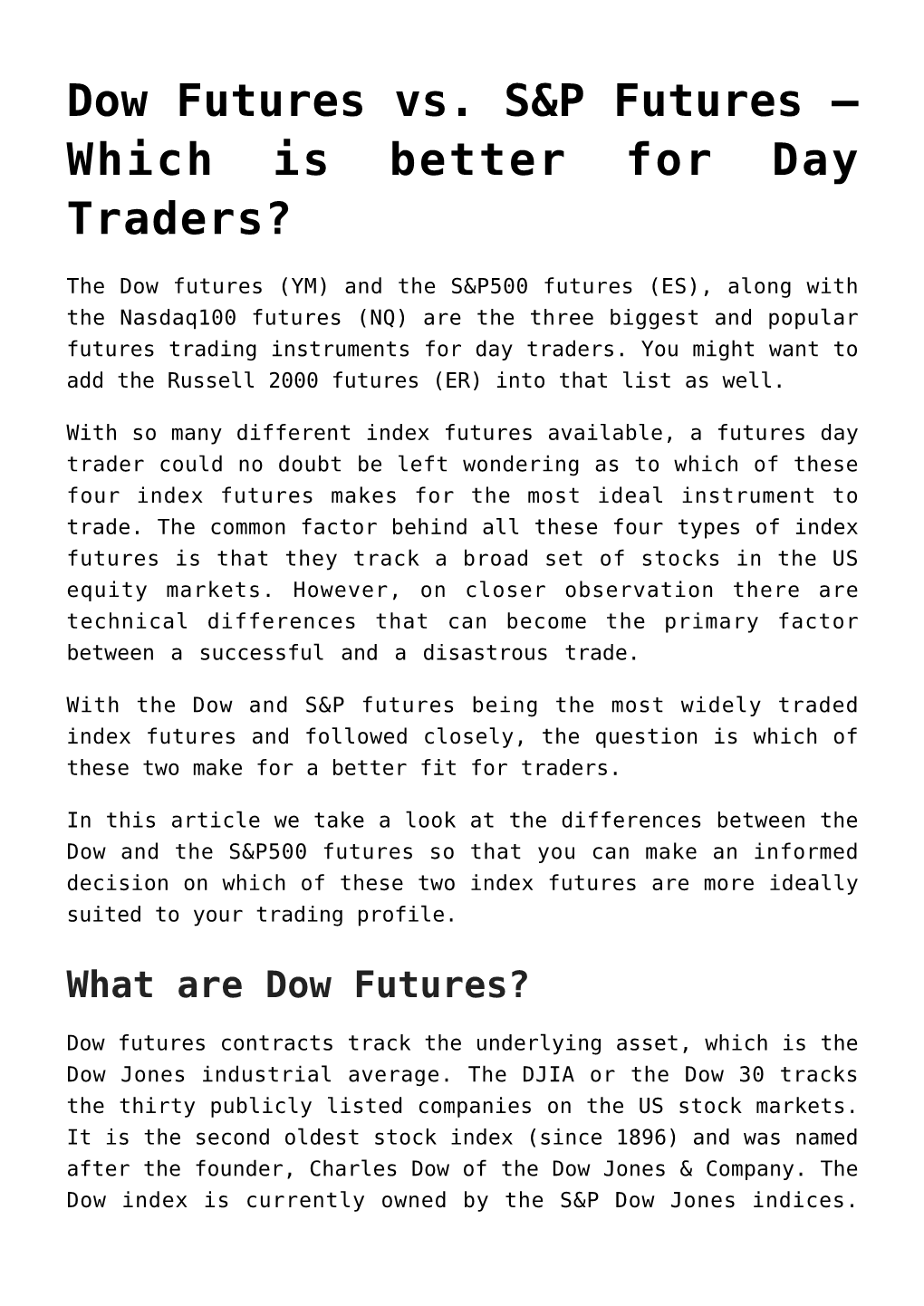 What Are Dow Futures?