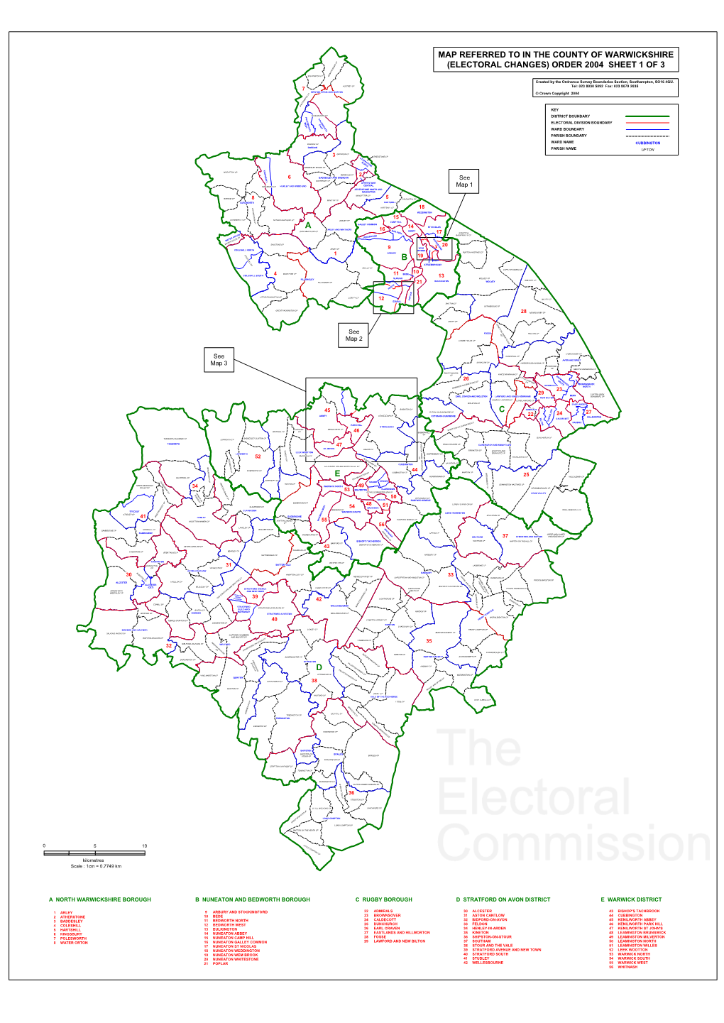 ELECTORAL CHANGES) ORDER 2004 SHEET 1 of 3 R N O T W E SECKINGTON CP N Created by the Ordnance Survey Boundaries Section, Southampton, SO16 4GU