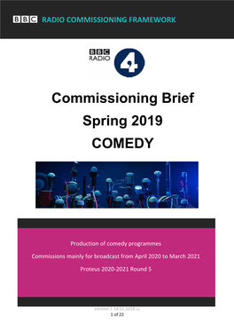 Commissioning Brief Spring 2019 COMEDY
